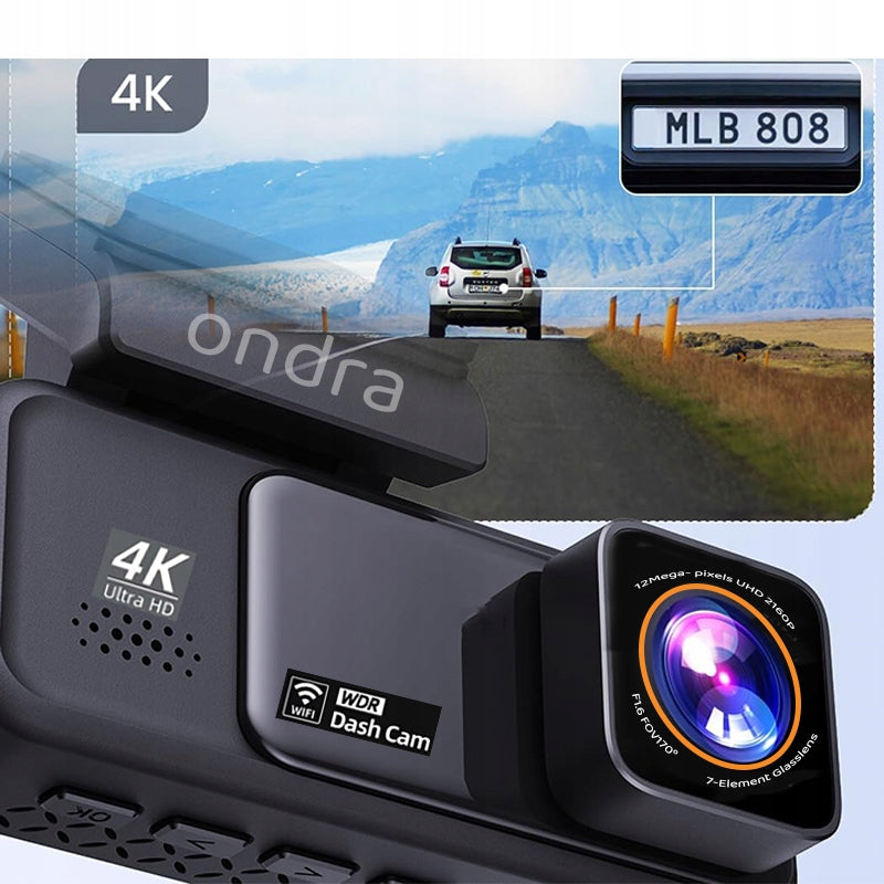 4K ULTRA HD VIDEO RECORDER CAR CAMERA GPS WIFI REVERSING CAMERA Memory card included none