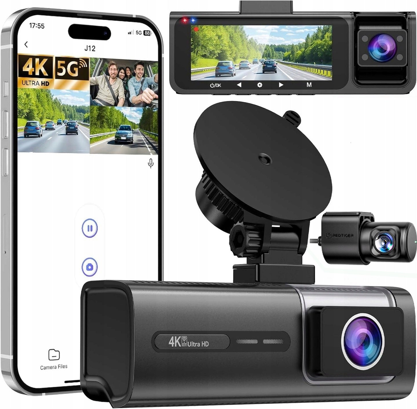 4K ULTRA HD VIDEO RECORDER CAR CAMERA GPS WIFI REVERSING CAMERA