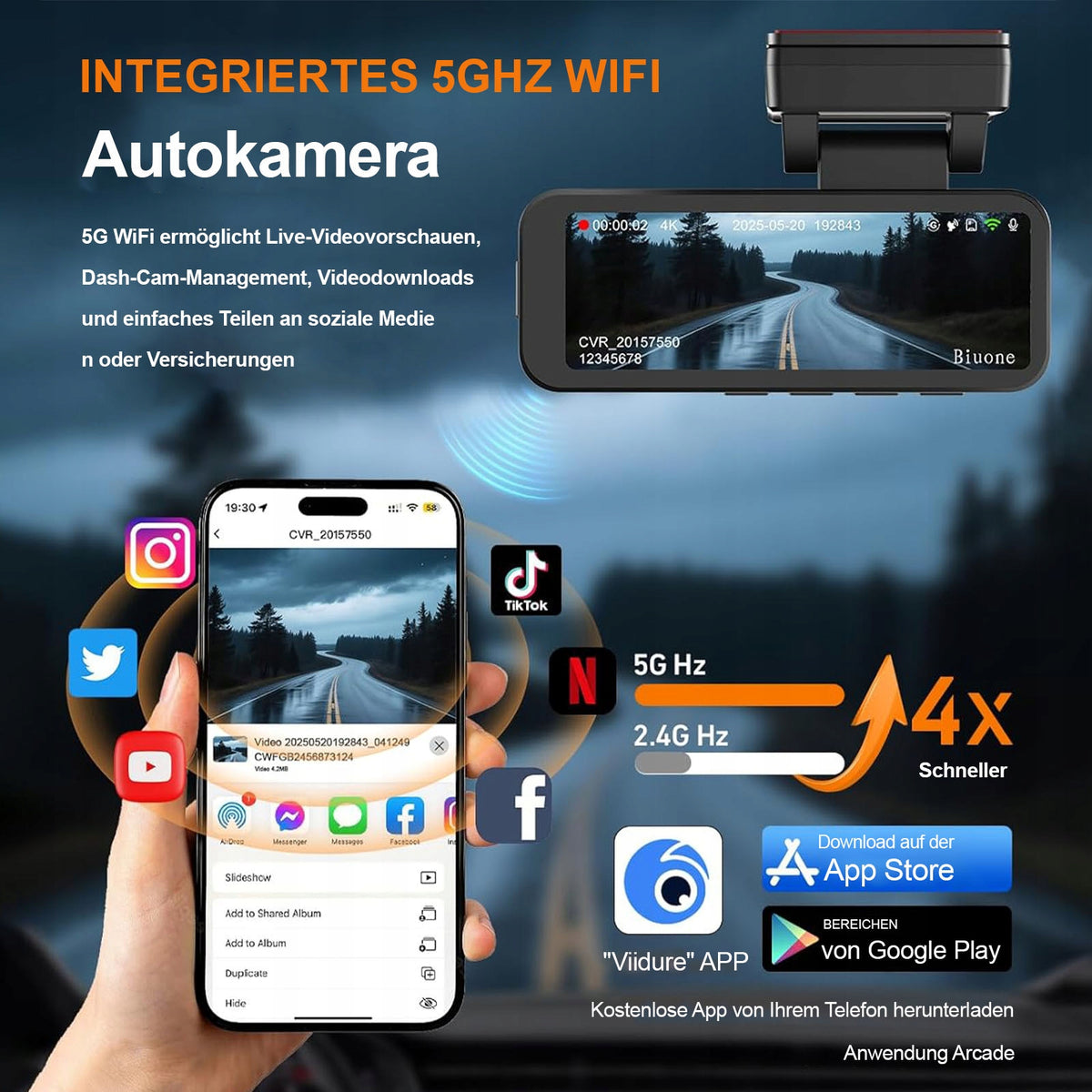 4K ULTRA HD VIDEO RECORDER CAR CAMERA GPS WIFI REVERSING NIGHT VISION 24 H Manufacturer code k1120260319001q2822255254110102