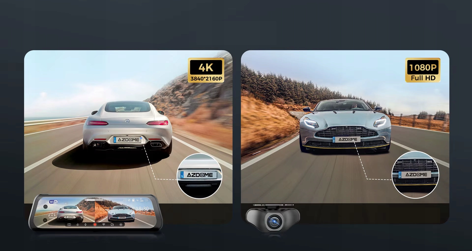 4K WIFI Car Camera Video Recorder In Mirror With New Rear Camera Model T14CM 4K
