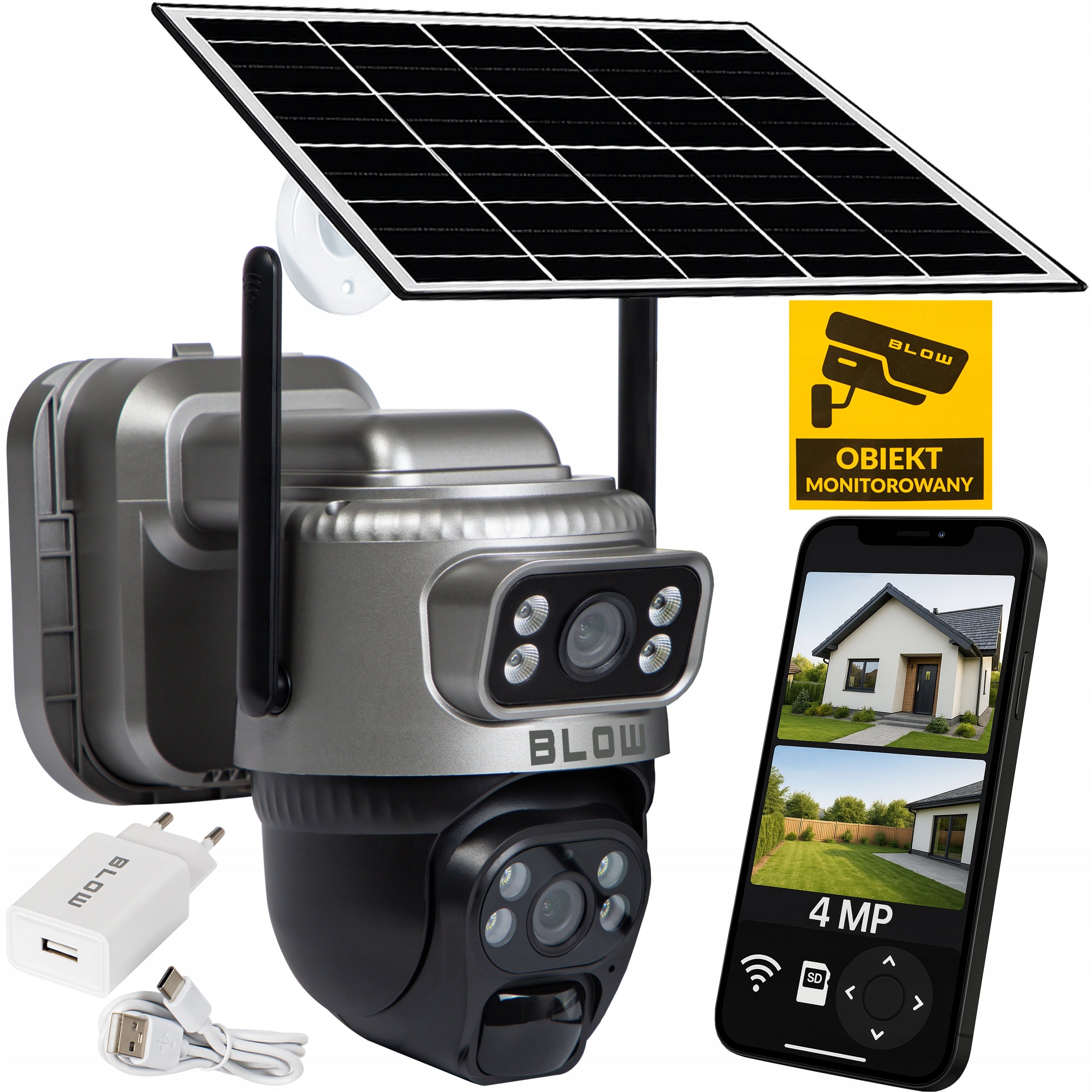 4MP SOLAR WiFi IP CAMERA 2 LENSES OUTDOOR WIRELESS IP66 SMART