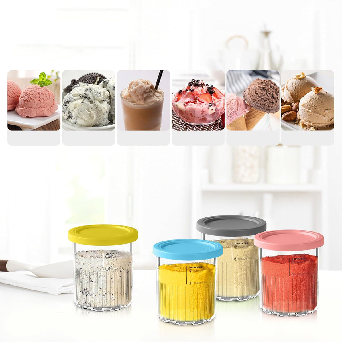 4PCS ICE CREAM CONTAINERS ICE MAKER CONTAINER FOR NINJA NC500 NC501 Brand no brand