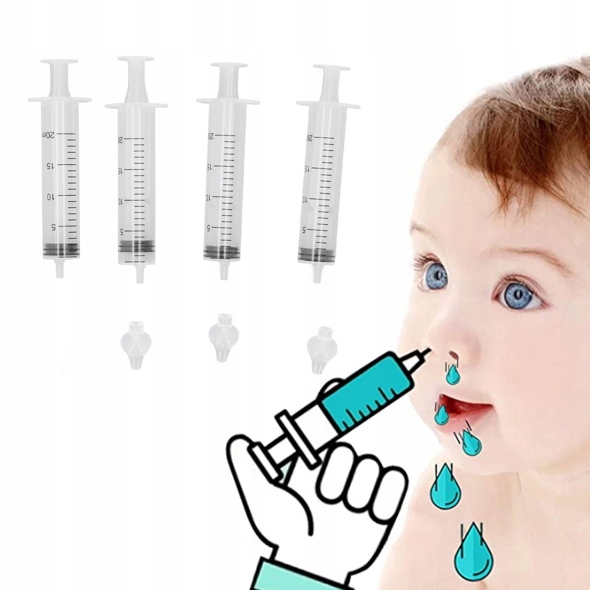 4PCS IRRIGATOR NASAL RINSE SYRINGE 20ML