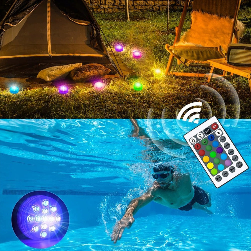 4PCS UNDERWATER POOL LAMP LIGHT 13LED REMOTE CONTROL RGB IP68 FOR GARDEN POOL Brand no brand