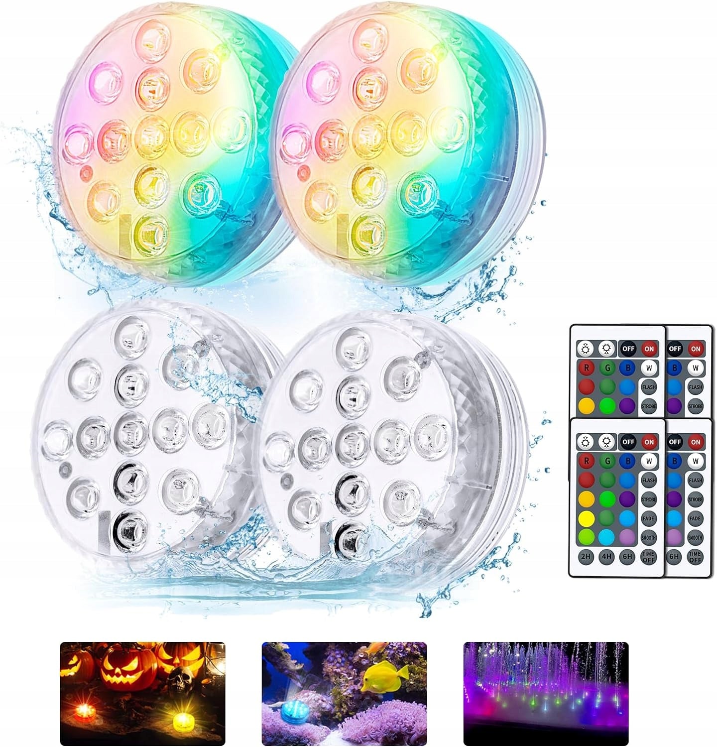 4PCS UNDERWATER POOL LAMP LIGHT 13LED REMOTE CONTROL RGB IP68 FOR GARDEN POOL