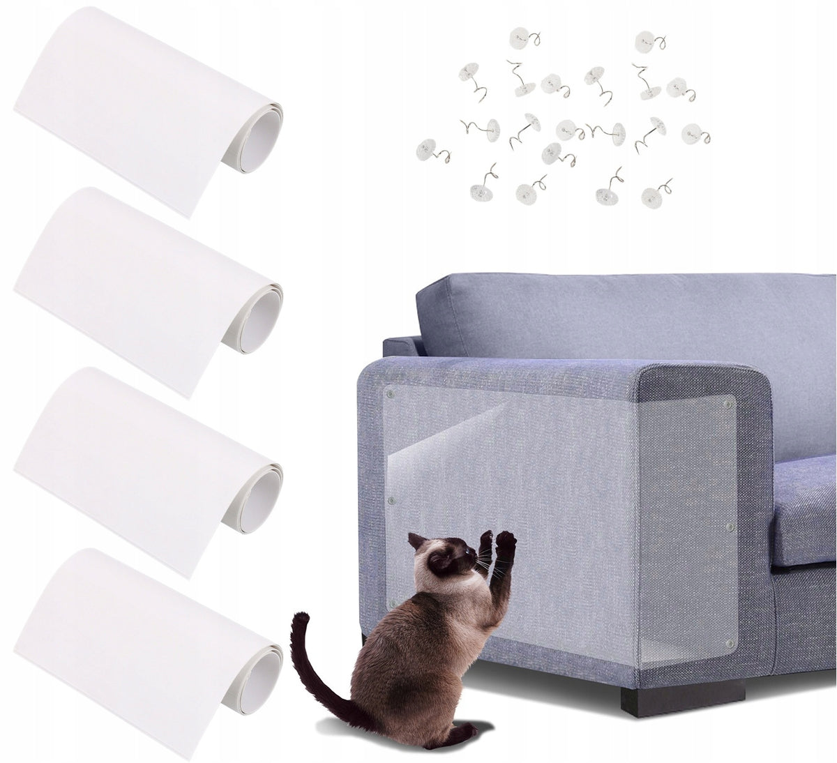 4X LARGE STICKER FOIL PROTECTION FURNITURE MAT CAT SCRATCHER 30x45 cm