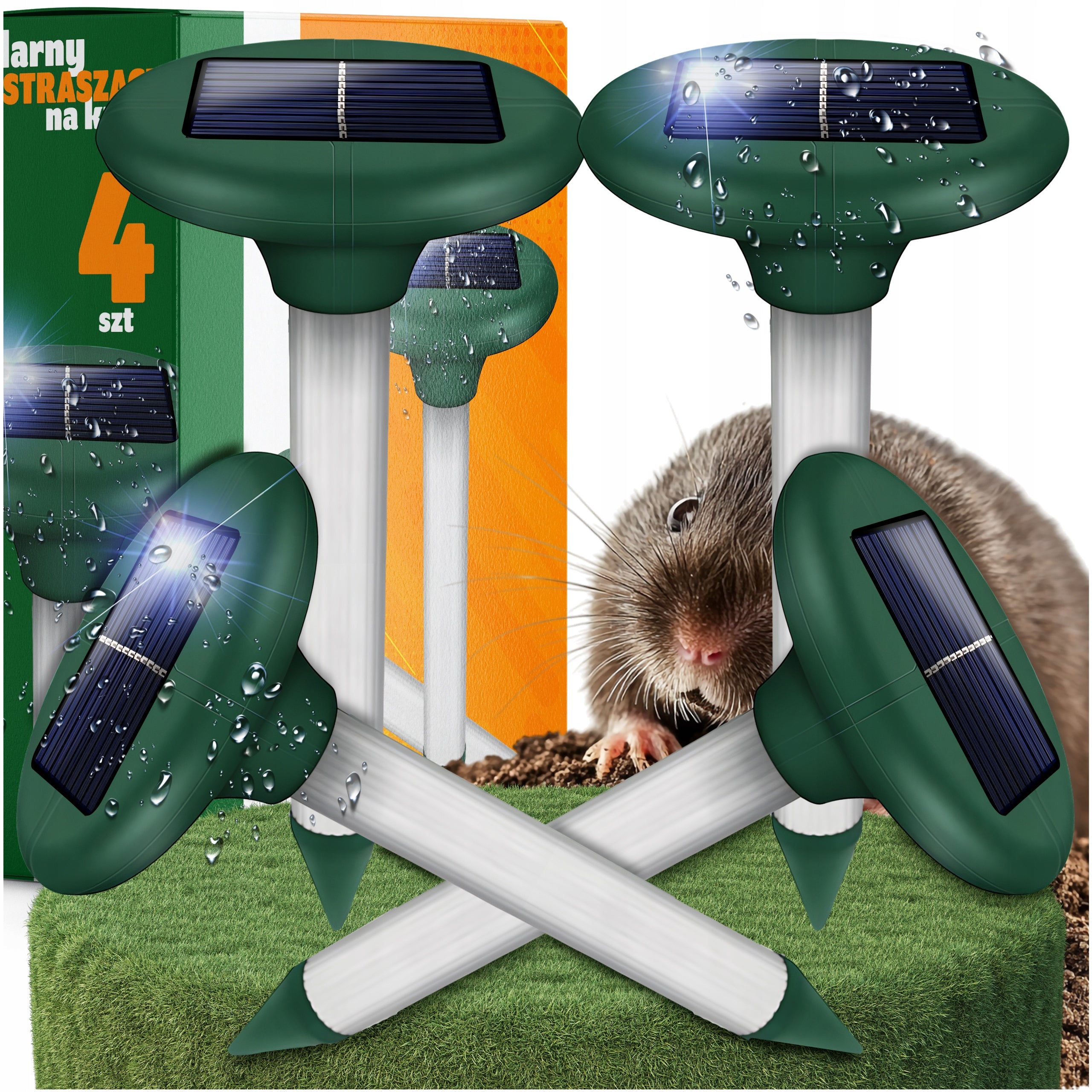 4X STRONG DETERRENT FOR MOLES VOLES MARTENS SOLAR RODENTS 3400m²