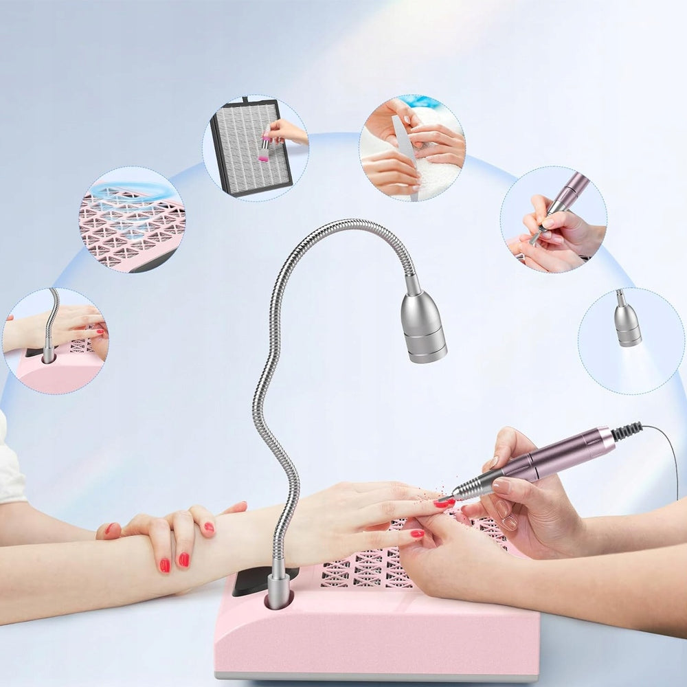 4in1 Dust Absorber Milling Machine For Manicure Nail With Led 80w 30000 Rpm Packaging status original