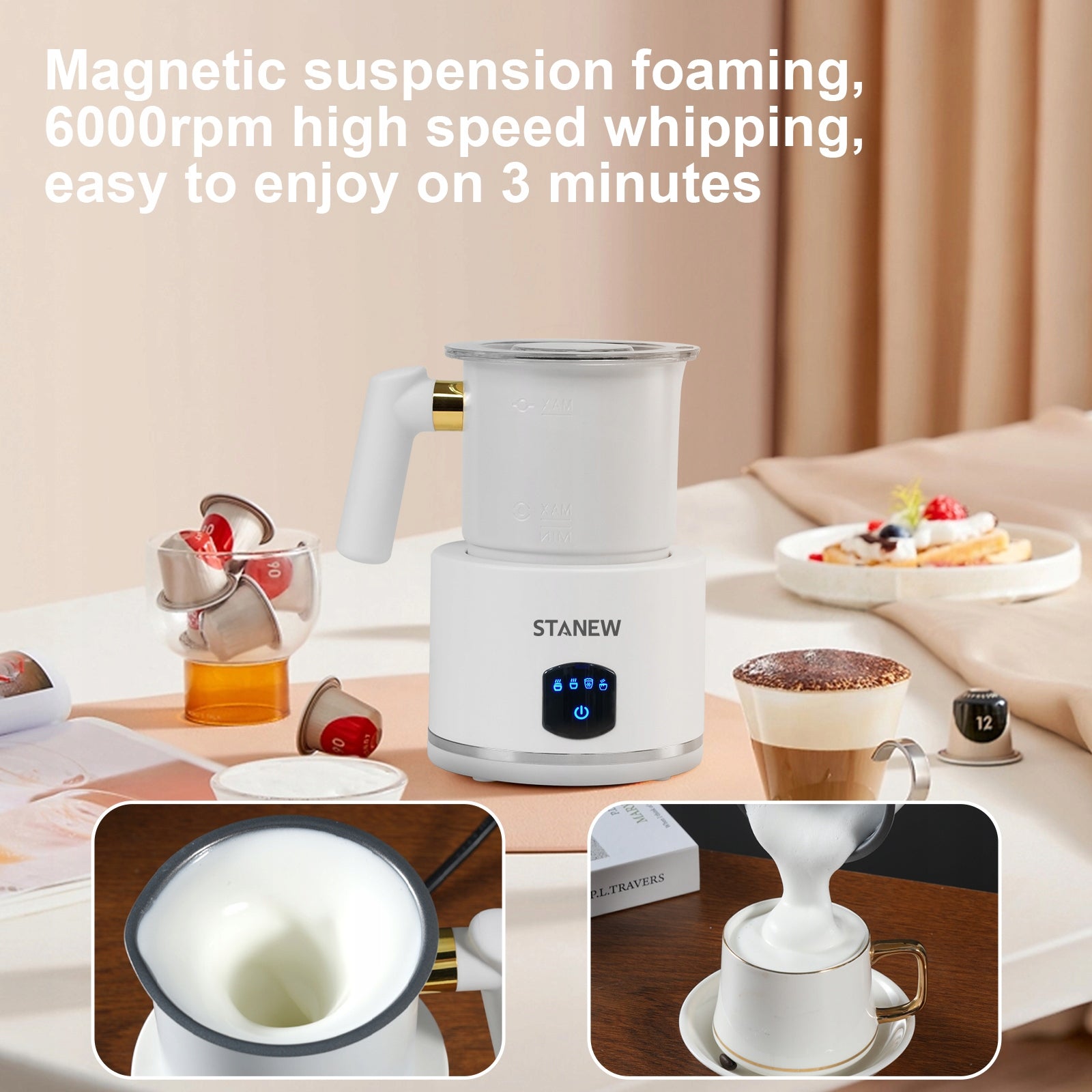 4in1 MILK FROTHER WITH HEATER+MAGNETIC SYSTEM WHITE 600ML Brand DEWINNER