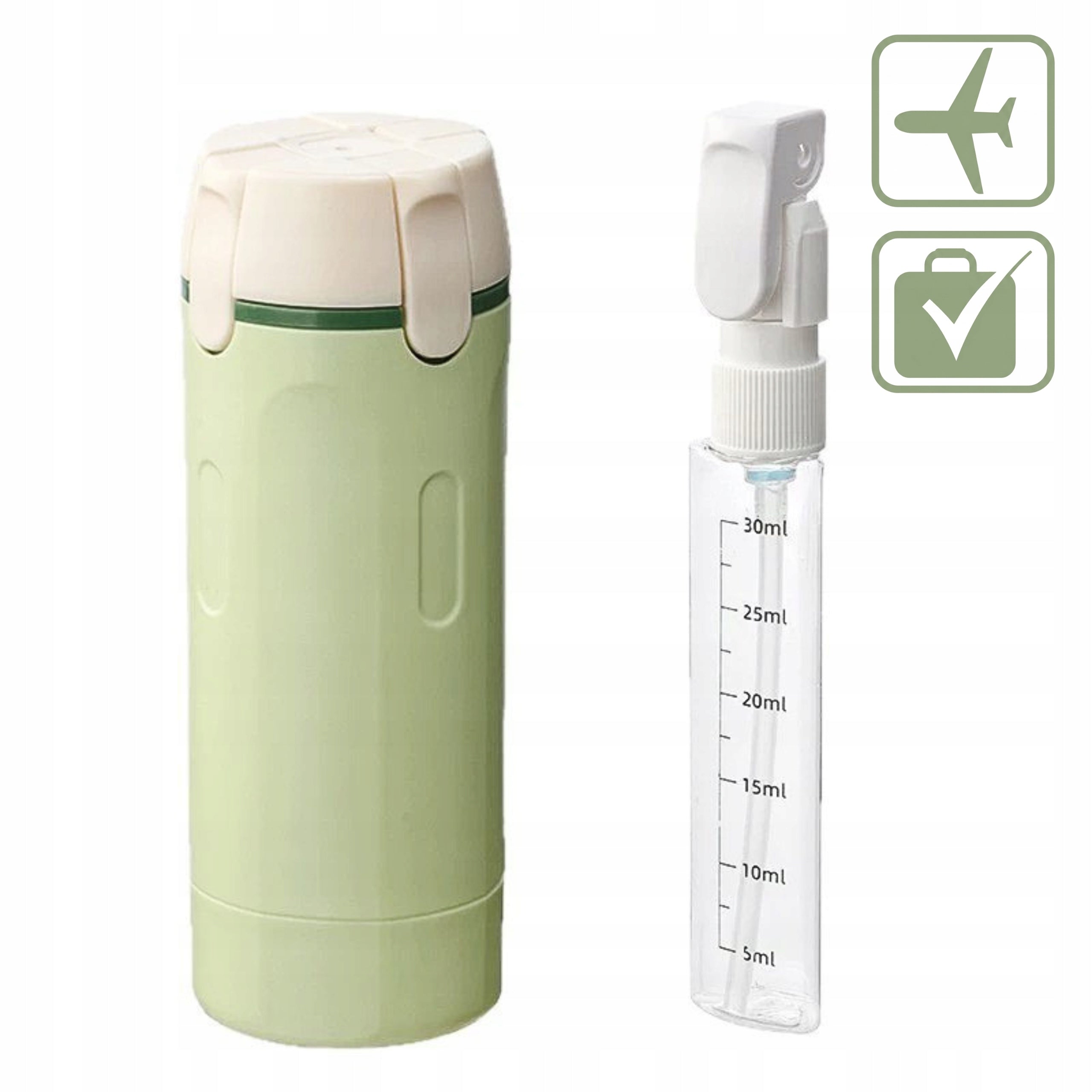 4in1 Travel Bottle for Airplane Cosmetics 4 Containers 30ml Dispenser Manufacturer code TRAVEL-BOTTLE-GREEN