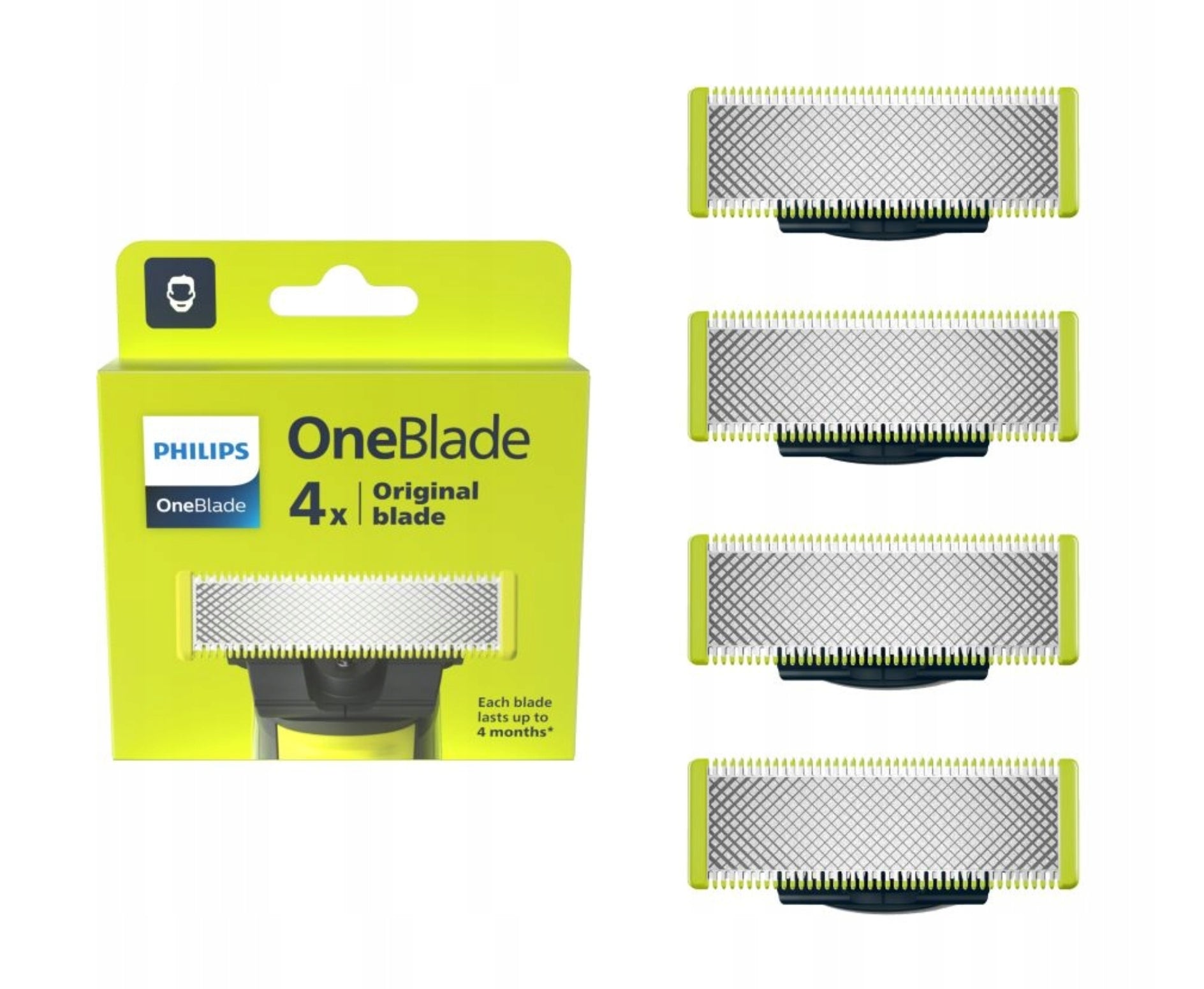 4pcs Replacement Blades for PHILIPS OneBlade Original QP240/50 Shaver