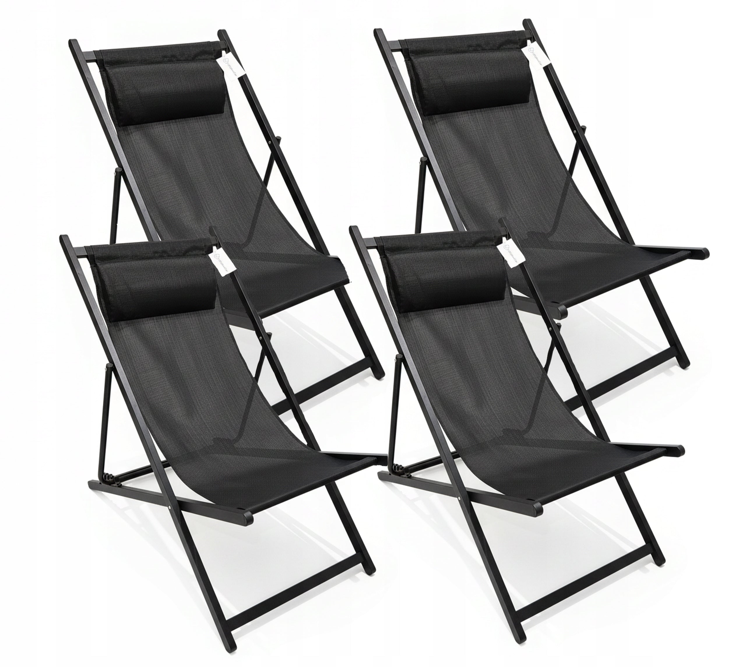 4pcs x GARDEN BEACH LOUNGER - METAL WITH PILLOW - FOLDING