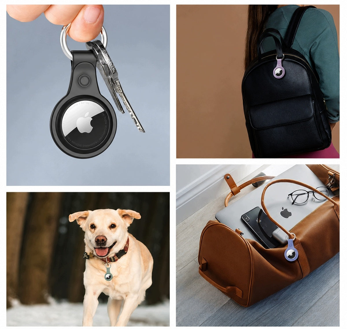 4x APPLE AIRTAG 1/2 KEYCHAIN CASE GPS COVER Model AIRTAG