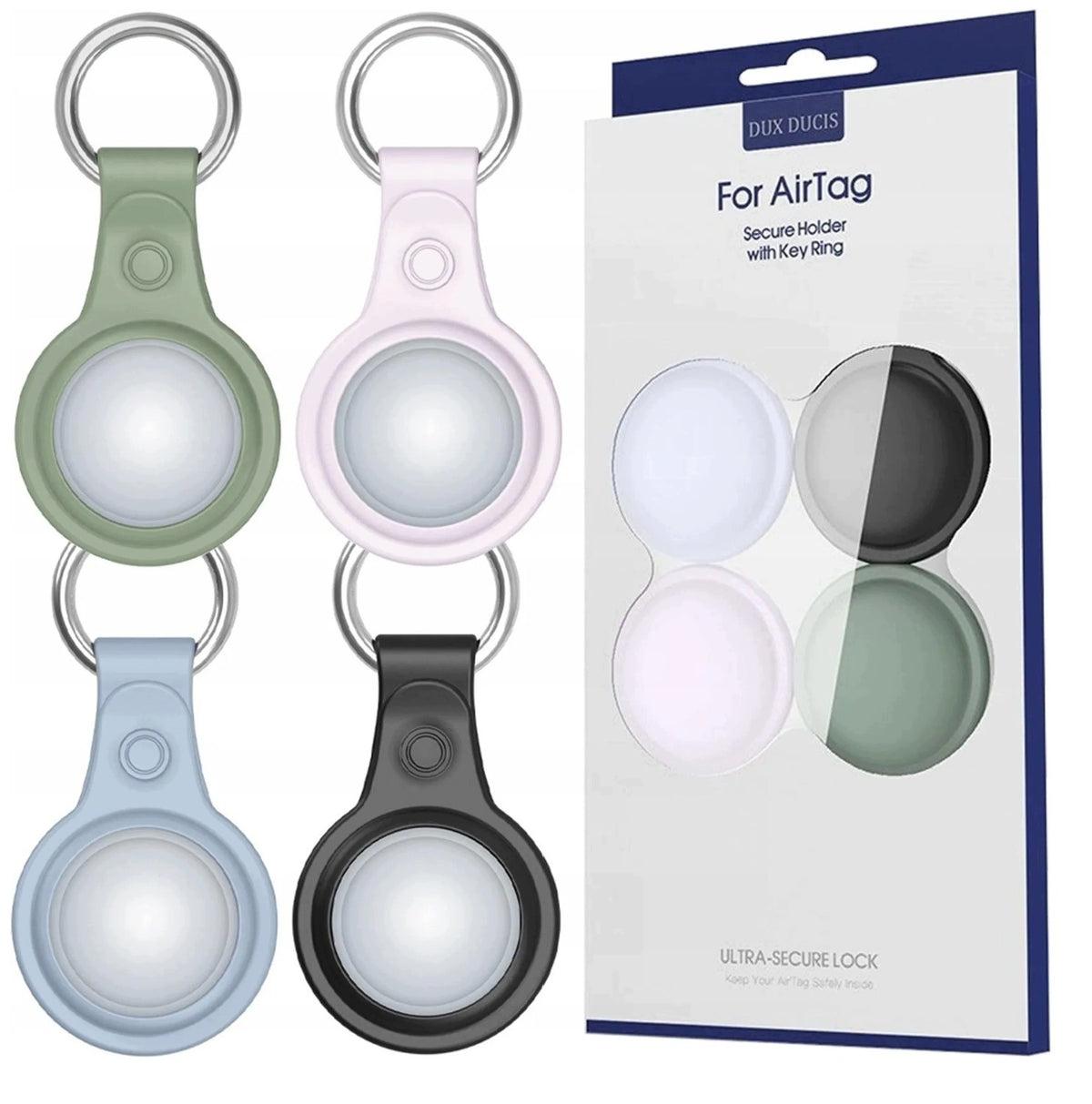 4x APPLE AIRTAG 1/2 KEYCHAIN CASE GPS COVER