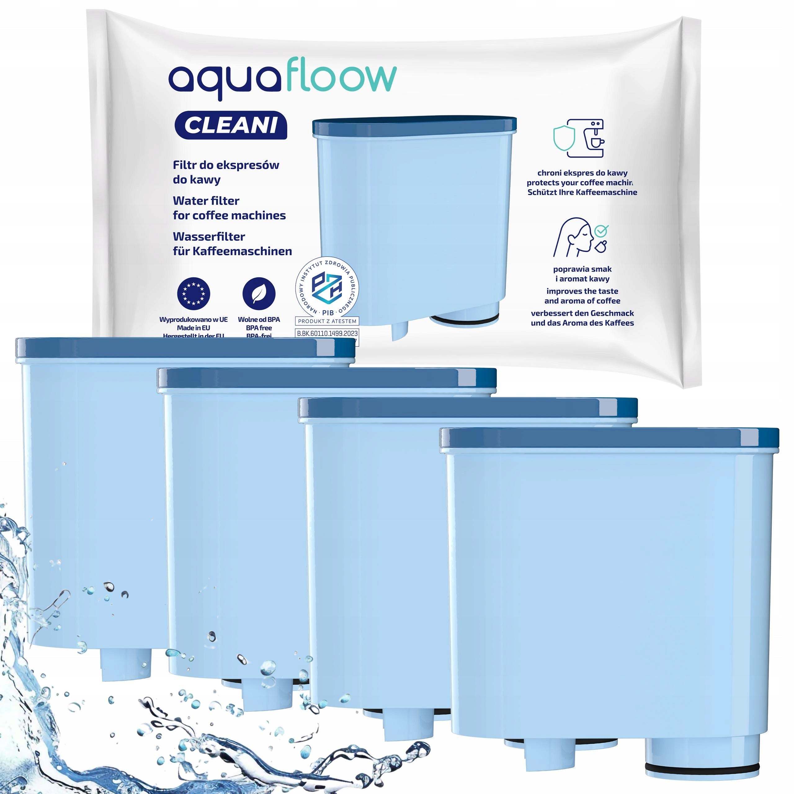 4x AquaFloow filter for Philips Saeco LatteGo Latte Go - replacement