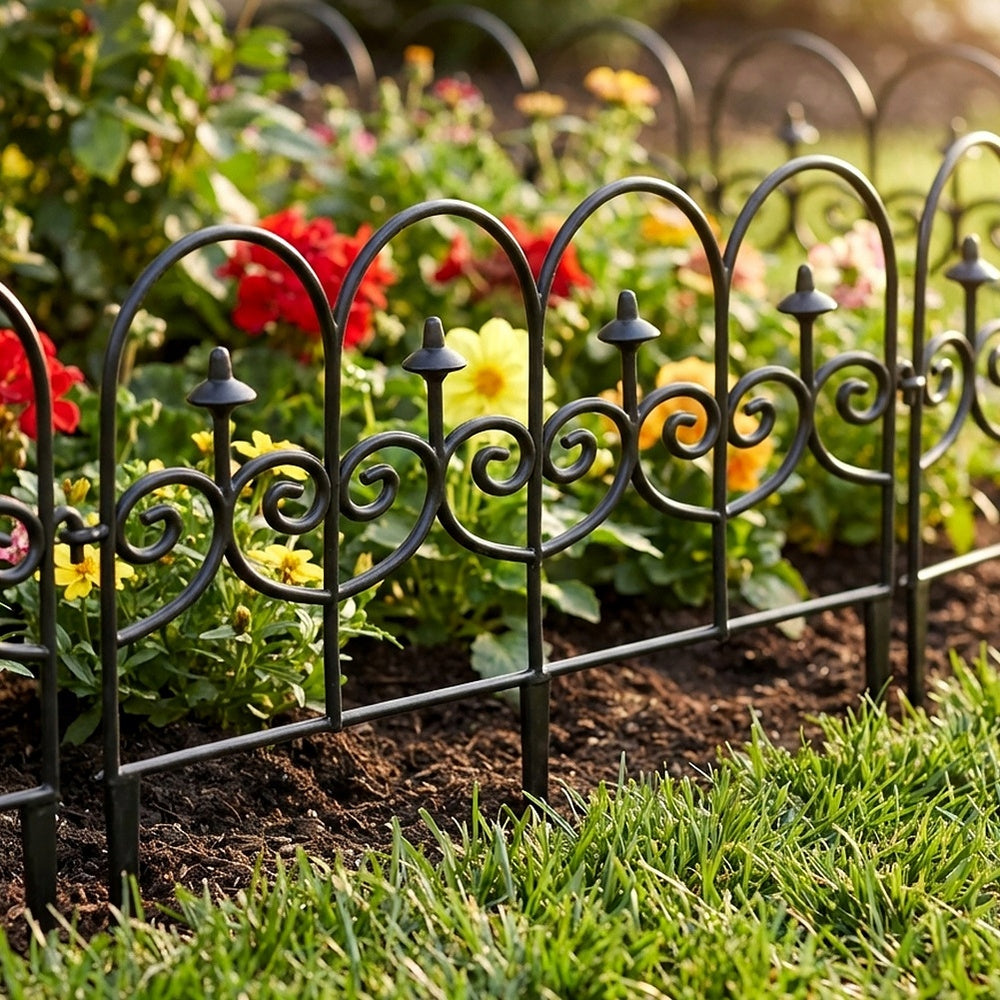 4x GARDEN Fence black border palisade lawn edging beds 238 cm Packaging status original