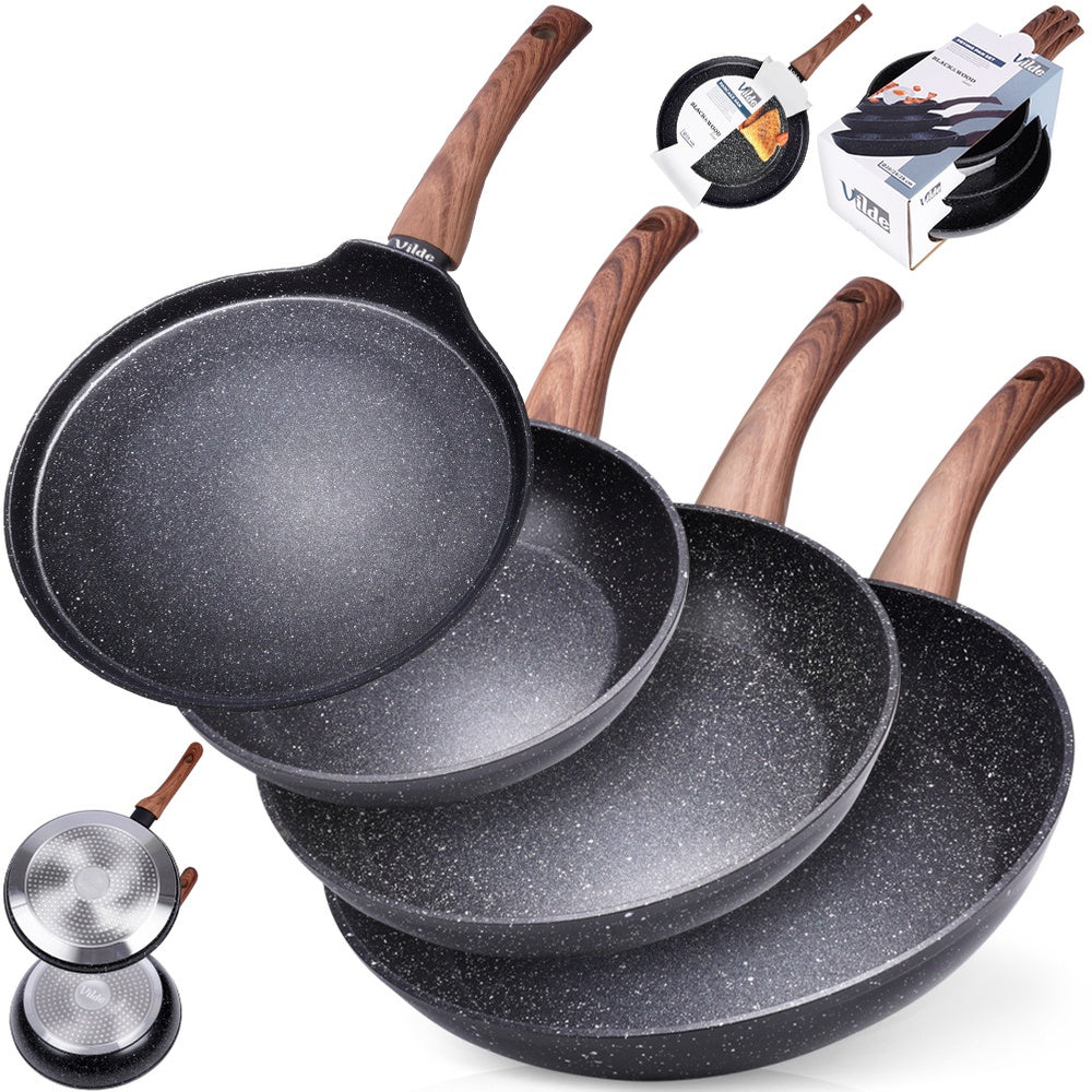 4x GRANITE frying pan for frying pancake stewing set of 20 24 28 cm
