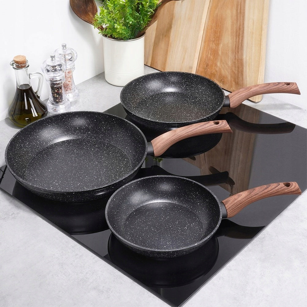 4x GRANITE frying pan for frying stewing eggs set of 20 24 28 cm Packaging status original