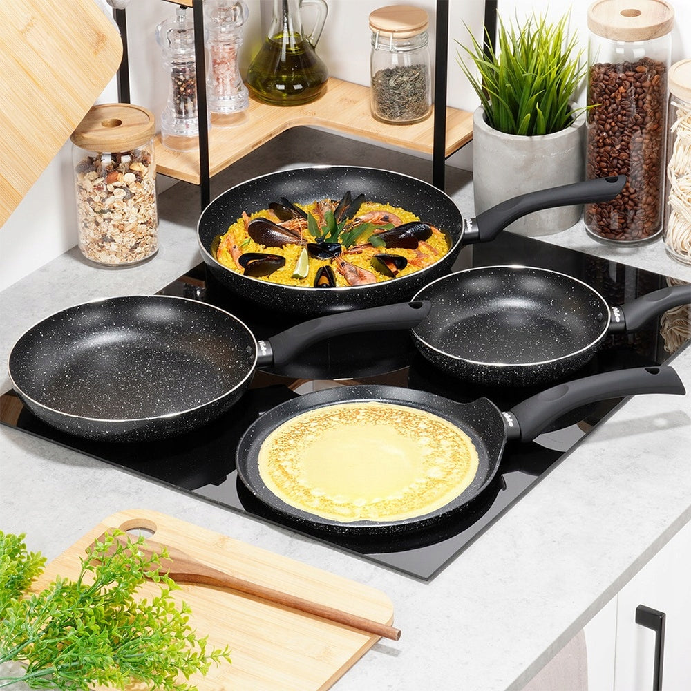 4x GRANITE frying pan set for frying pan 20 24 28 cm + pancakes Packaging status original