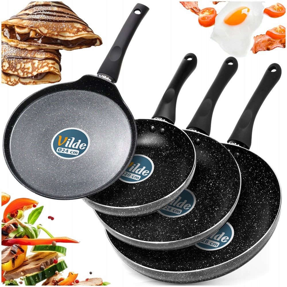 4x GRANITE frying pan set for frying pan 20 24 28 cm + pancakes