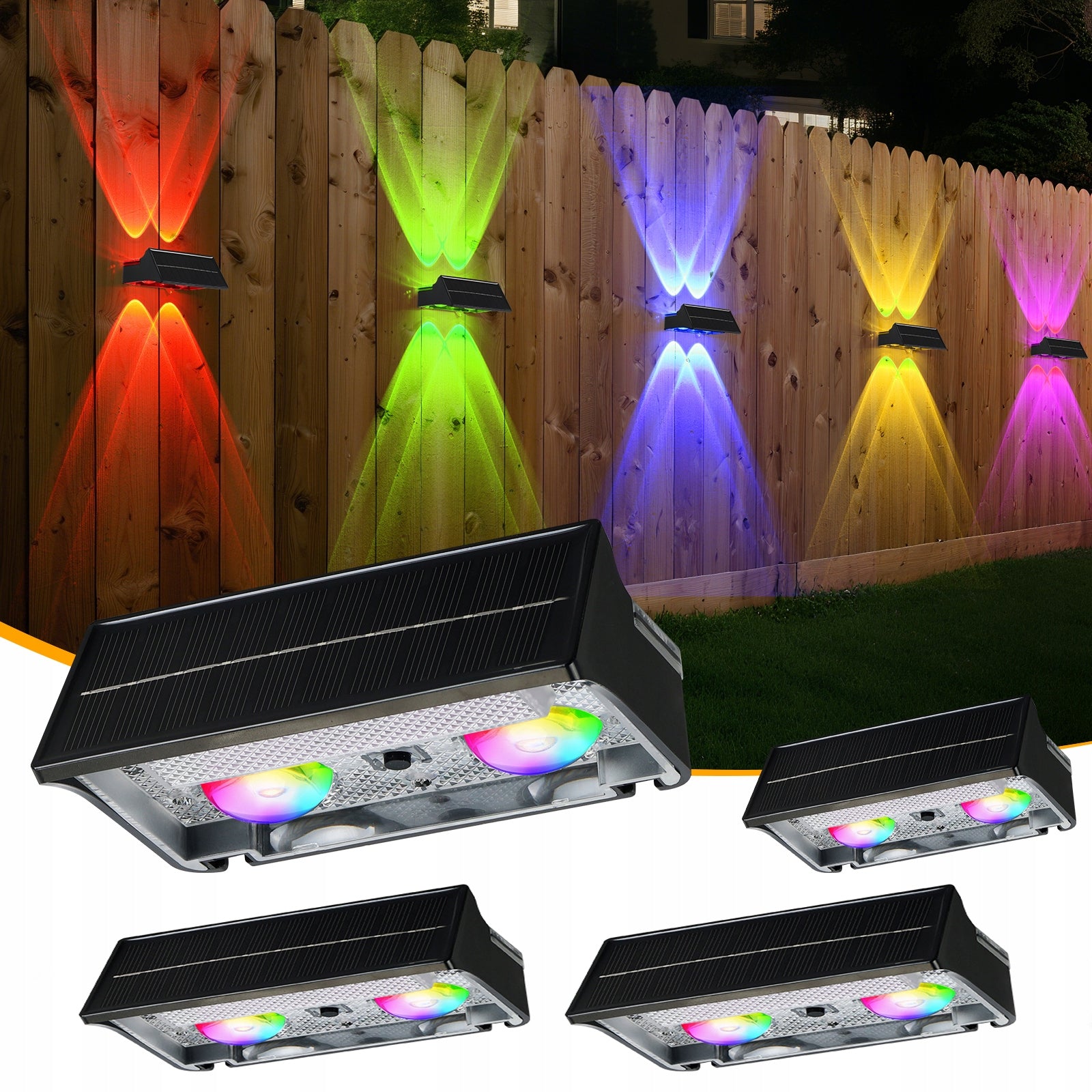 4x LED SOLAR LAMP RGB OUTDOOR SOLAR LIGHT WALL LAMPS FOR FACADE Brand no brand