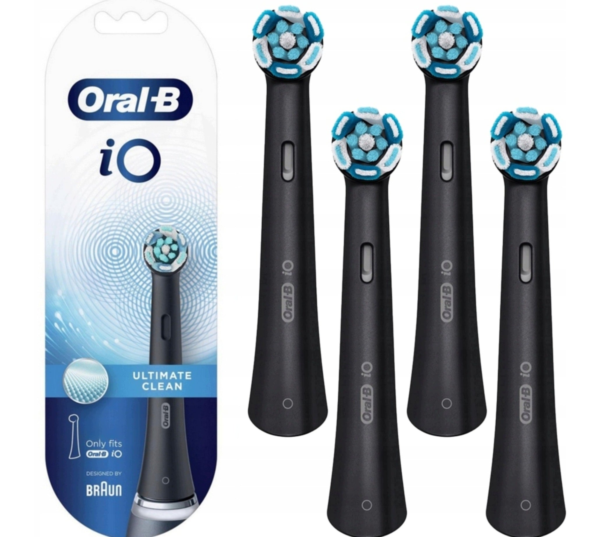 4x ORAL-B BRAUN BLACK ULTIMATE CLEAN BLACK TIP FOR iO TOOTHBRUSH