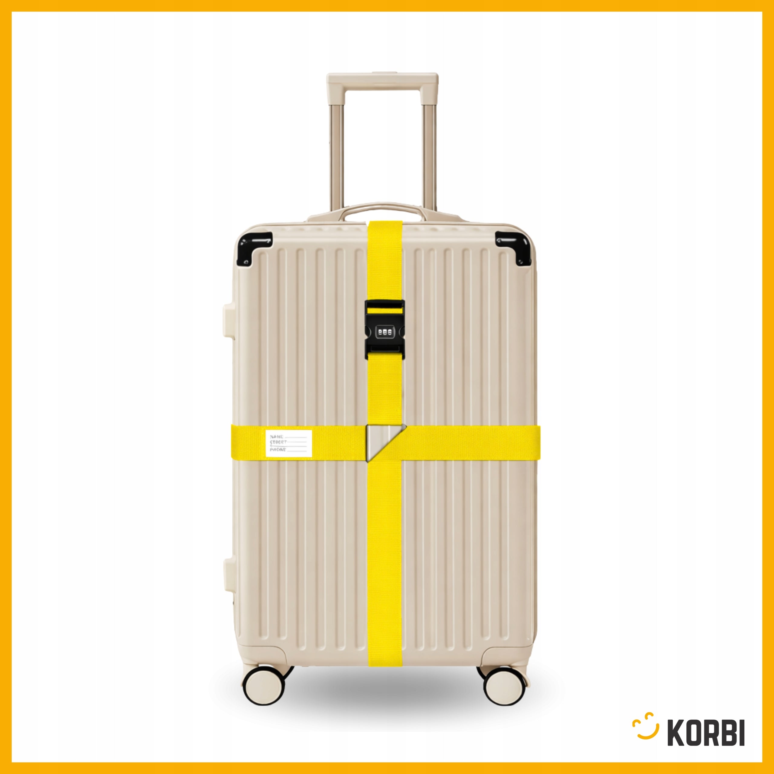 4x SECURITY BELT DOUBLE SUITCASE LUGGAGE BAGS TRAVEL 388 CM YELLOW Brand Korbi