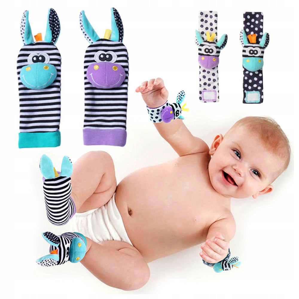 4x SOCKS 3D HANDLE BANDS SOZZY RATTLES FOR BABIES Brand Magical