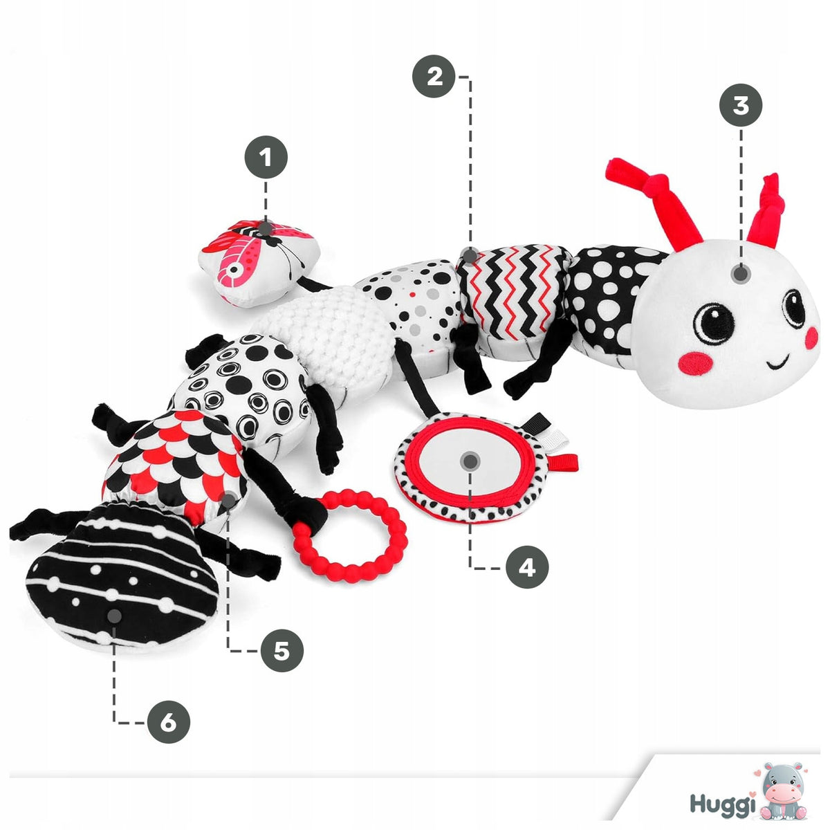 4x SOCKS BANDS 3D RATTLES + CONTRAST TOY SENSORY LONG Manufacturer code Zestaw Grzechotki 3D na rączki i nóżki
