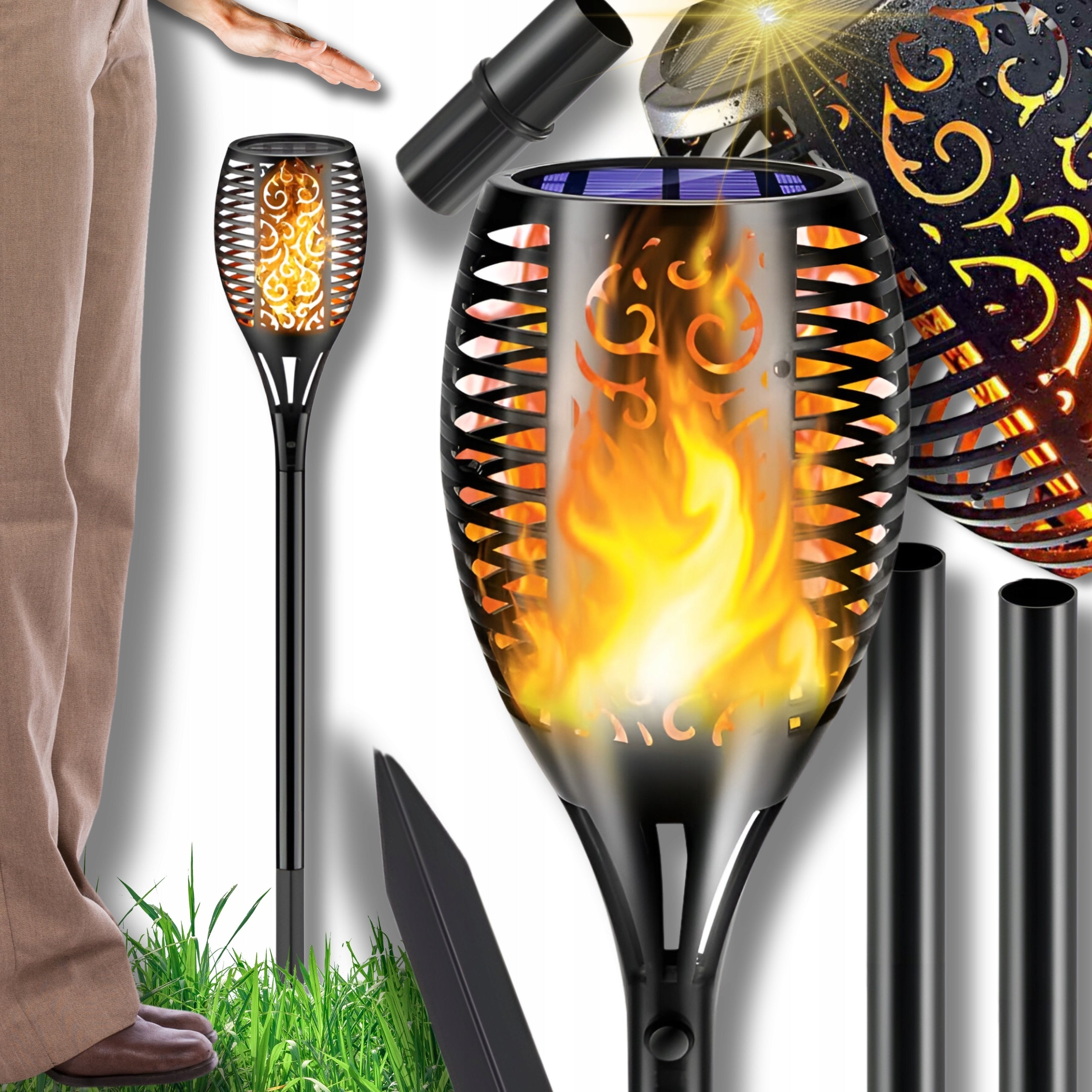 4x SOLAR GARDEN LAMP LED TORCH FLAME LANTERN FOR GARDEN XL Manufacturer code 23560