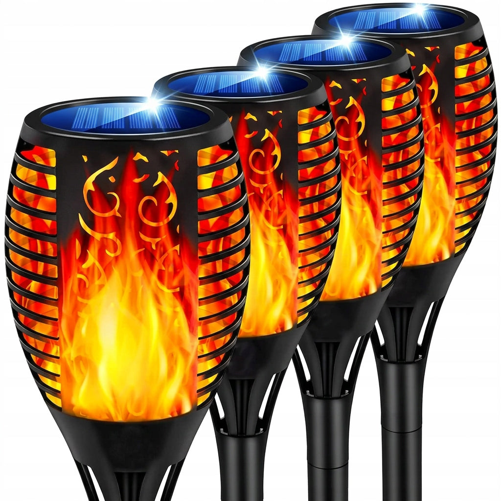 4x SOLAR GARDEN LAMP LED TORCH FLAME LANTERN FOR GARDEN XL Packaging status original