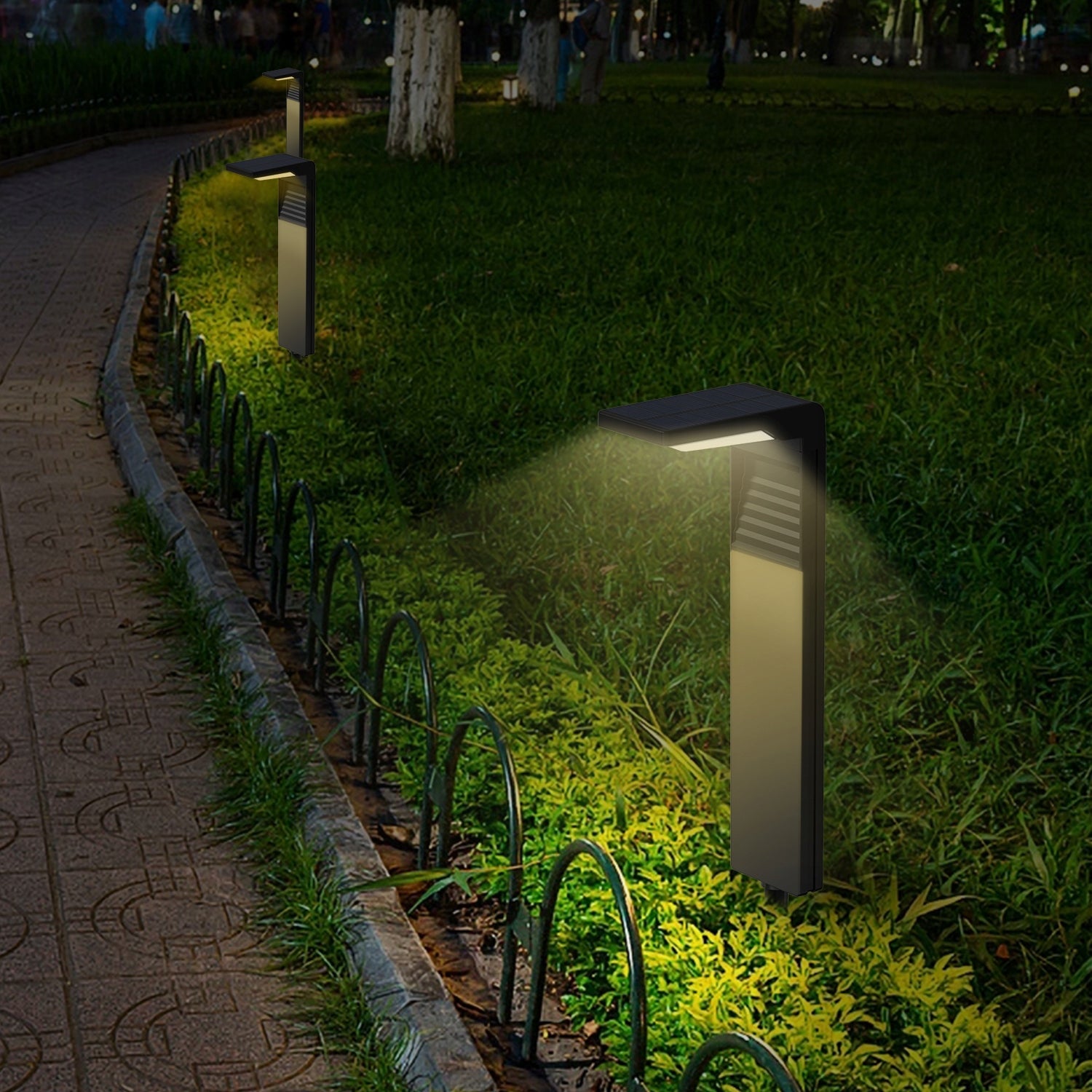 4x Solar LED Lamp Standing Garden Post 41cm Outdoor BLACK Manufacturer code 0567