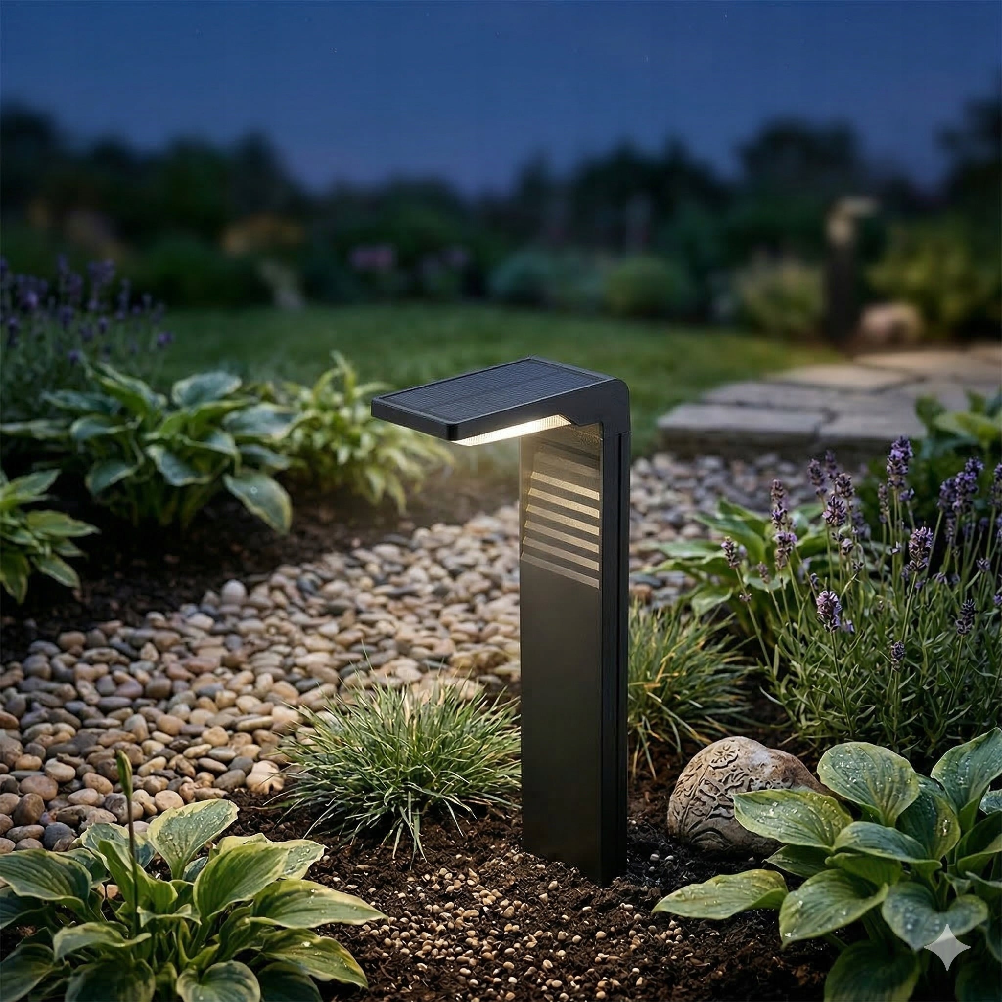 4x Solar LED Lamp Standing Garden Post 41cm Outdoor BLACK Power supply solar