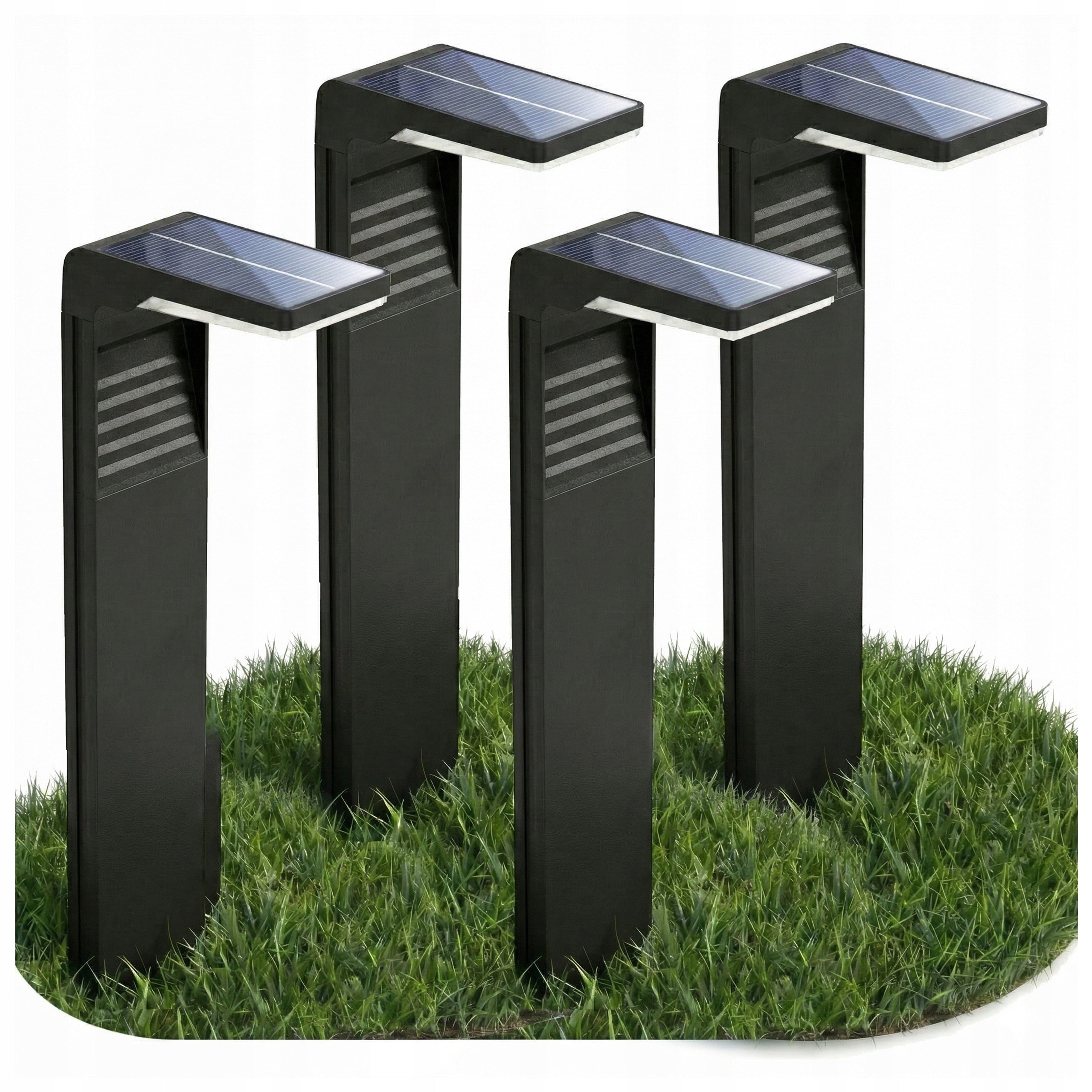 4x Solar LED Lamp Standing Garden Post 41cm Outdoor BLACK