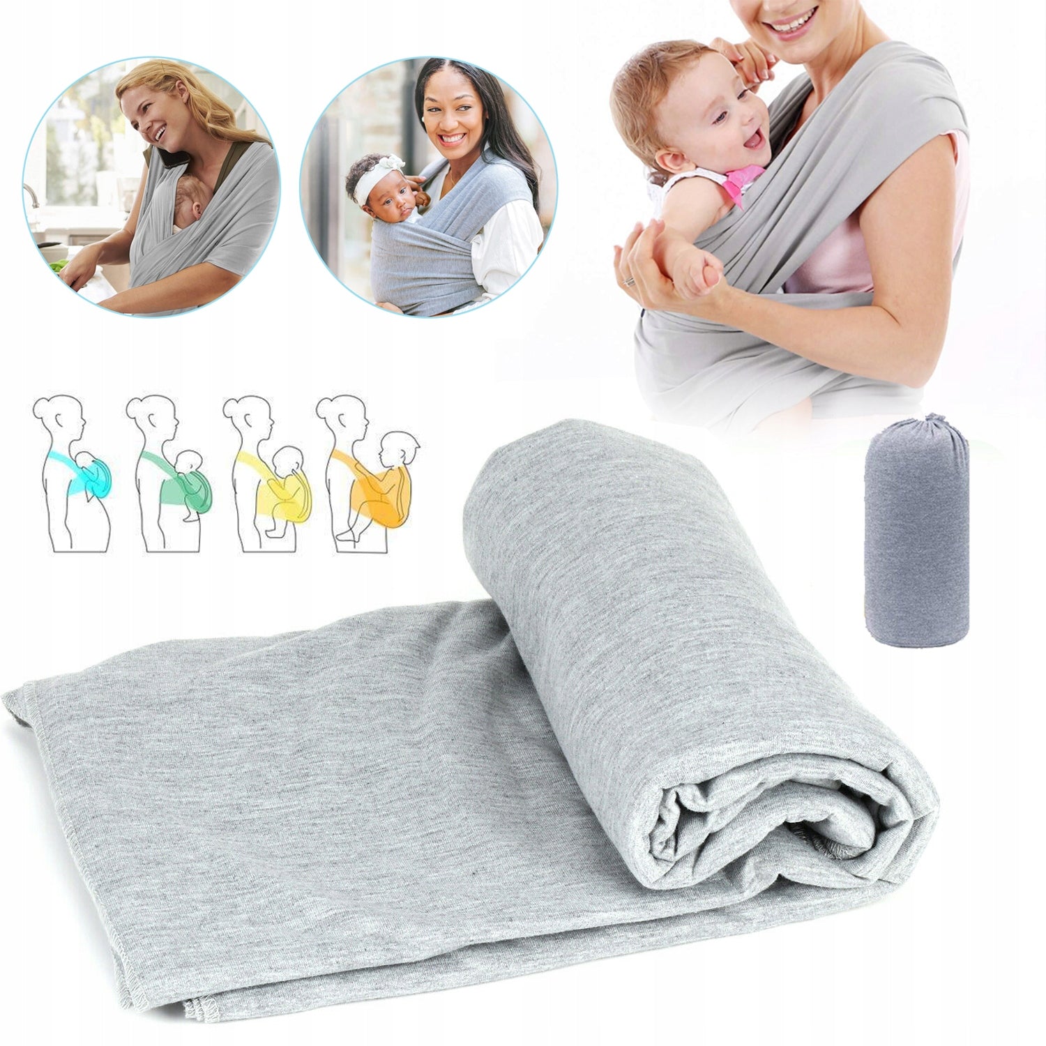 5.3M BABY SCARF, ELASTIC WEARABLE SCARF, LIGHTWEIGHT BREATHABLE