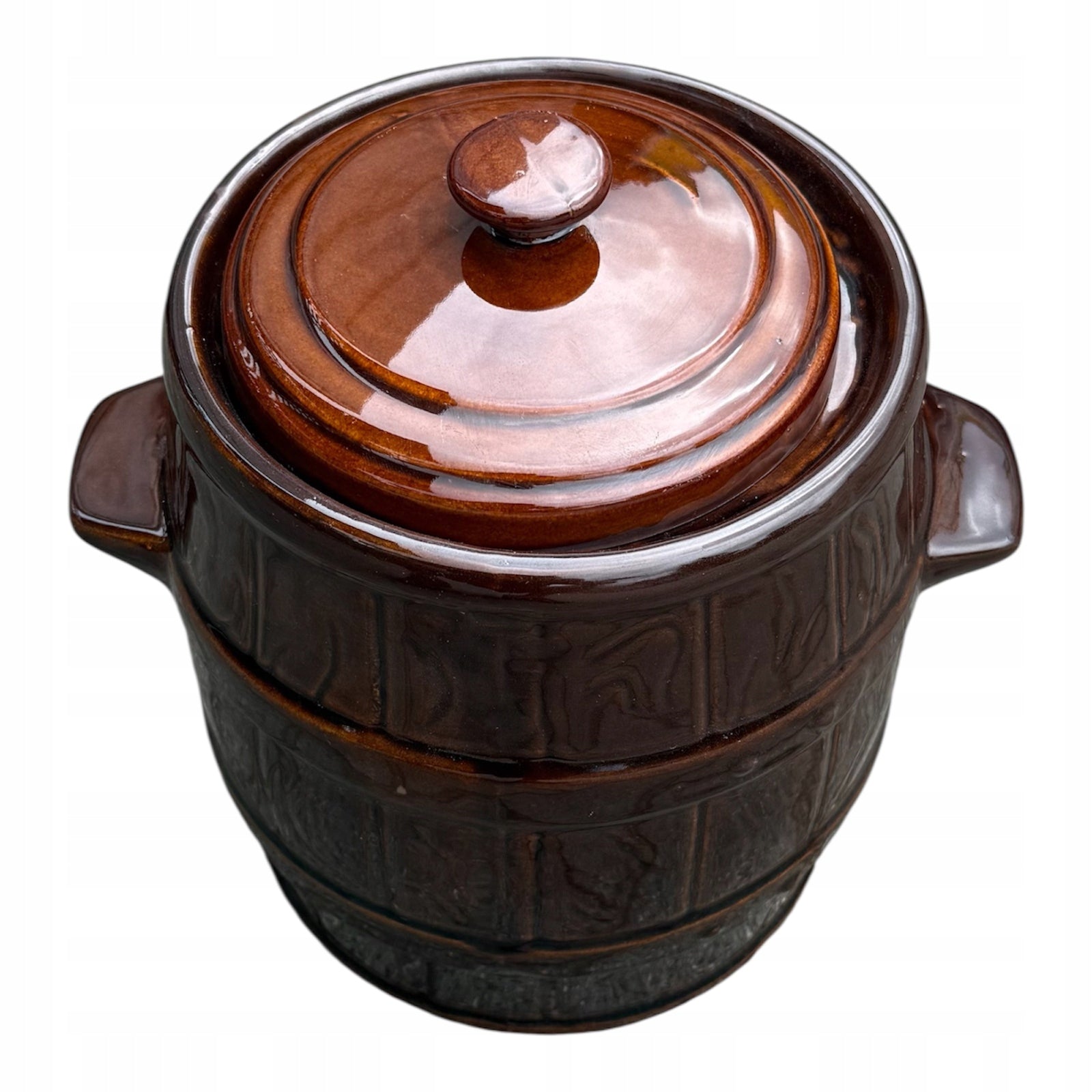5 L CHUNKY POT + BRONZE COVER FOR PICKLES, CUCUMBERS STONEWARE FOR KITCHEN Packaging status original