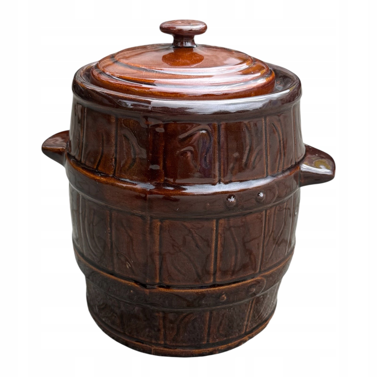 5 L CHUNKY POT + BRONZE COVER FOR PICKLES, CUCUMBERS STONEWARE FOR KITCHEN