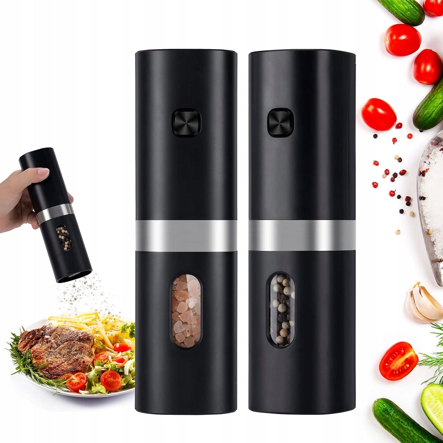 5-LEVEL ELECTRIC MILL FOR SALT AND PEPPER GRINDER SET OF 2 BLACK Brand no brand