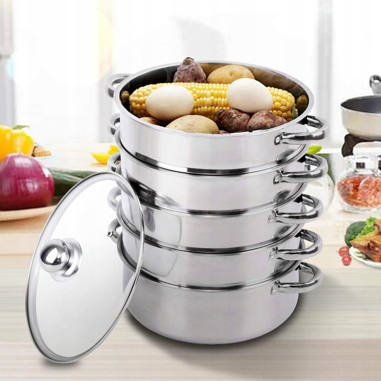 5-Layer Steamer 30 cm Multifunctional Stainless Steel Steam Pot Packaging status original