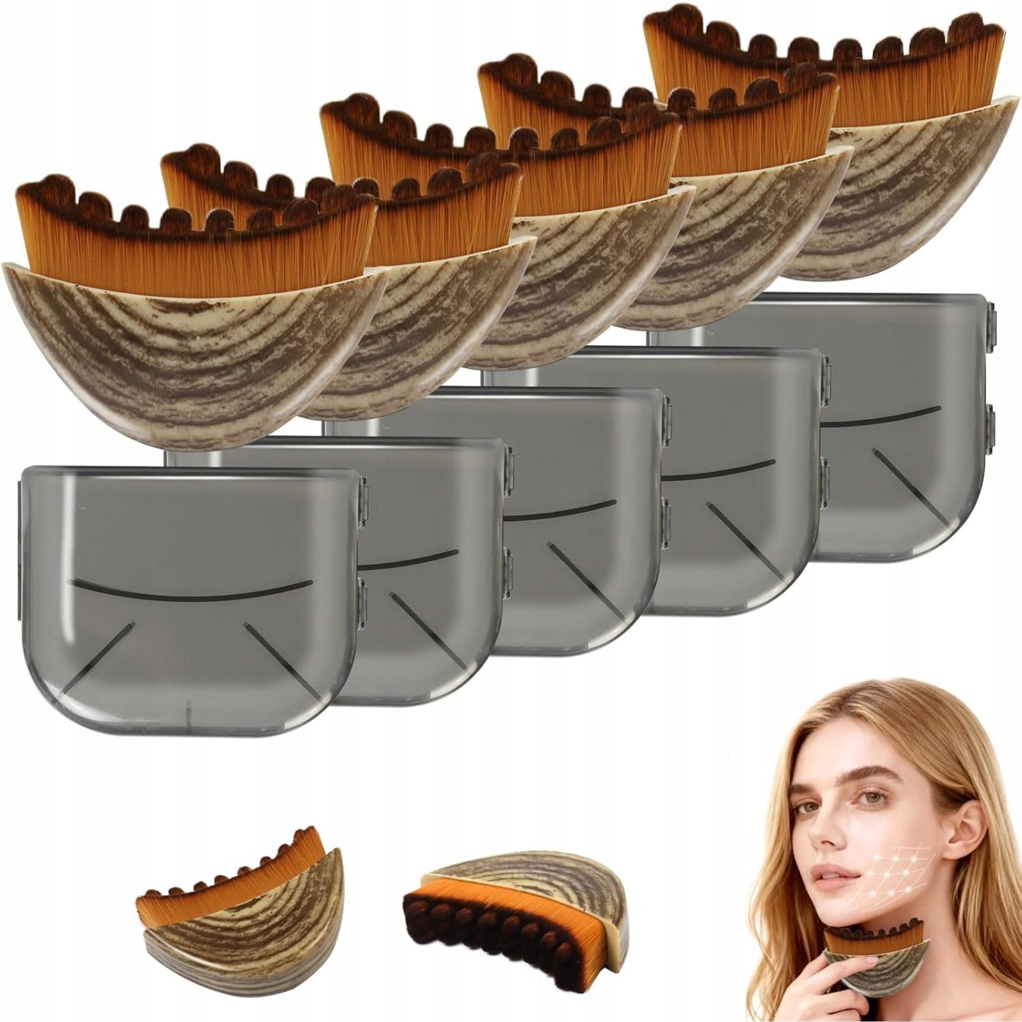 5 PCS Lymphatic contour facial massage brush - shaping and de-puffing tool