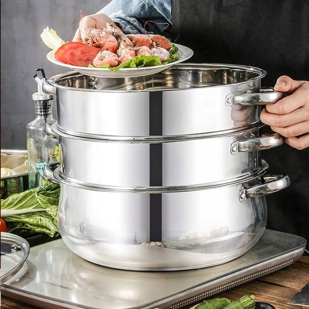 5-PLY STAINLESS STEEL STEAMER WITH GLASS LID, POT Brand no brand