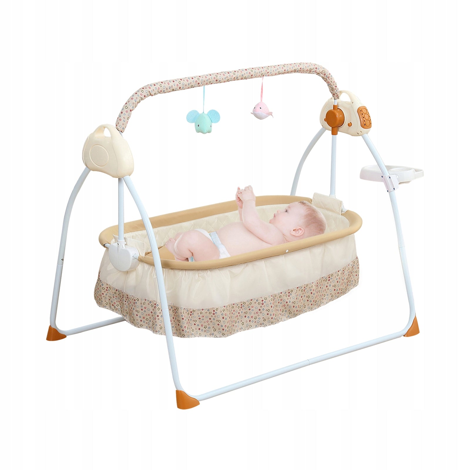 5-Speeds Baby Cradle Swing 0-18 Months 25kg Bluetooth Remote Timer Foldable