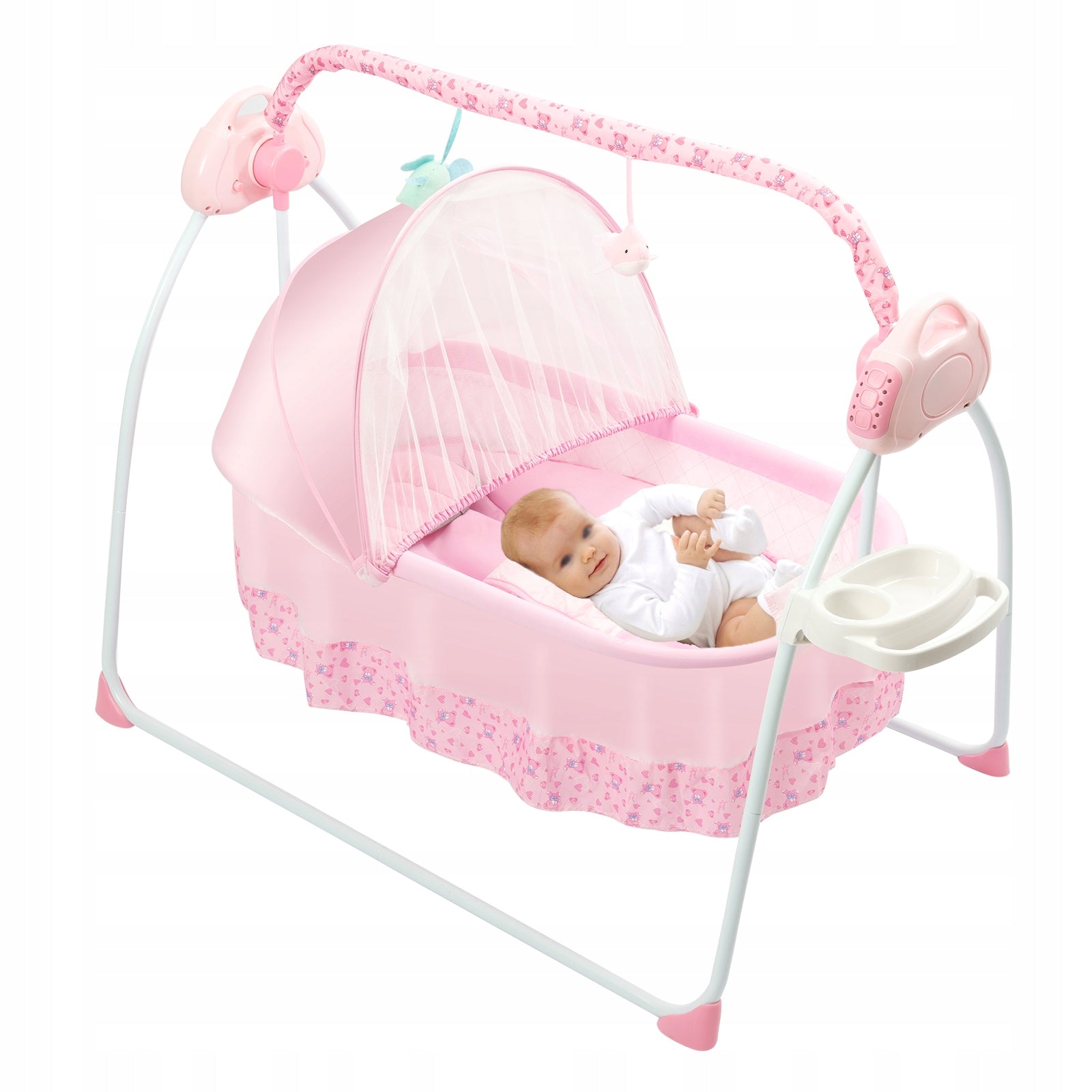 5-Speeds Baby Cradle Swing 0-18 Months 25kg Bluetooth Remote Timer Foldable