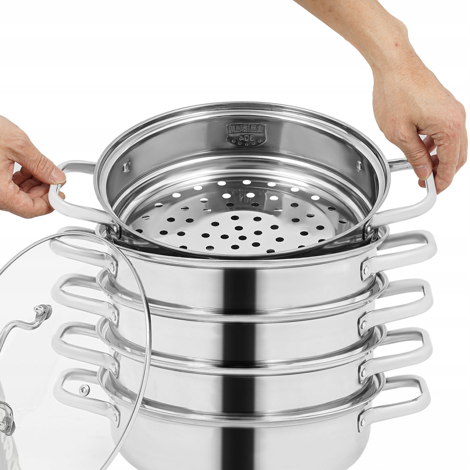 5-TIER STEAMER COOKER 28CM STAINLESS STEEL STEAM POT FOR COOKING Manufacturer code JJFT8L-001900