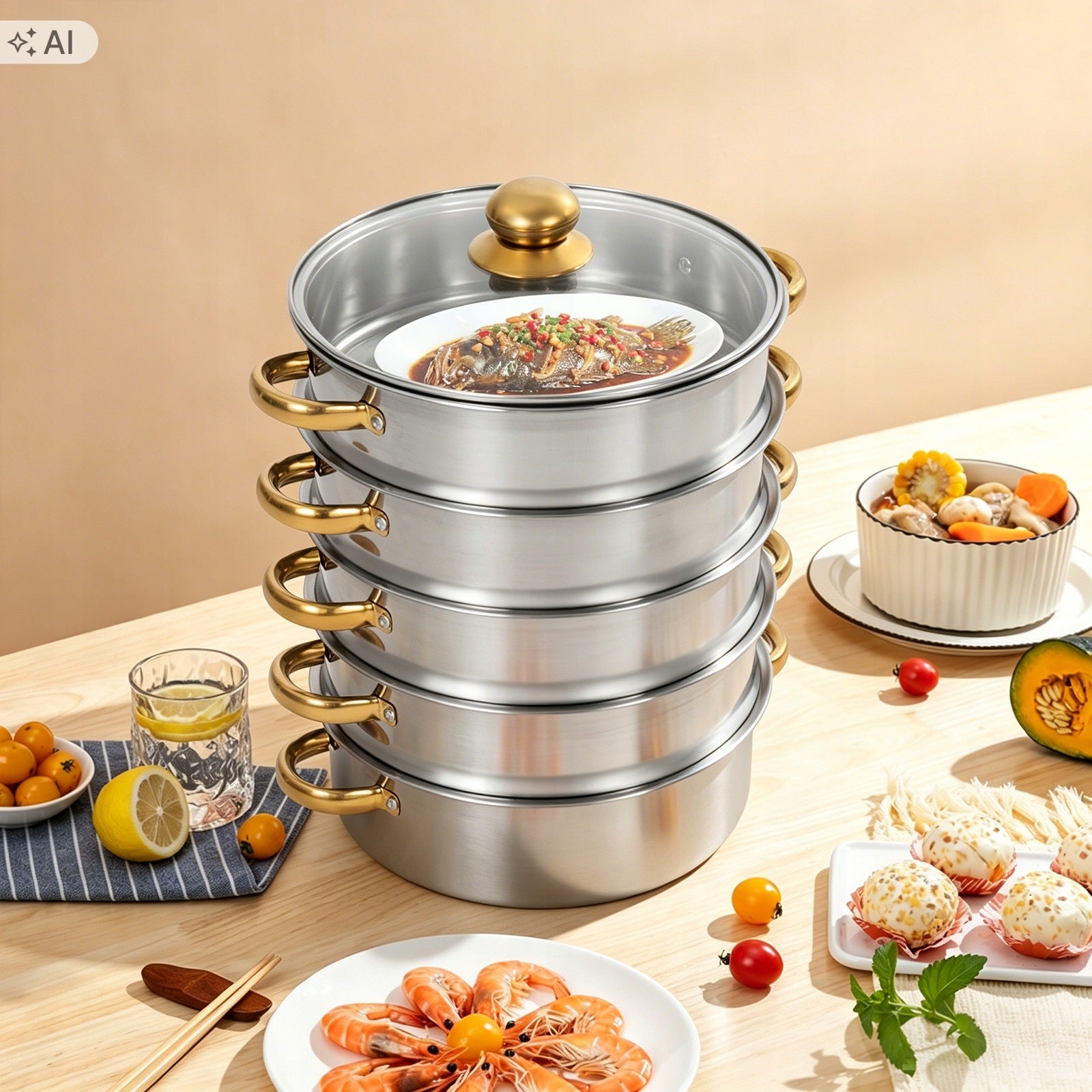 5-TIER STEAMER COOKING POT 7L Packaging status original