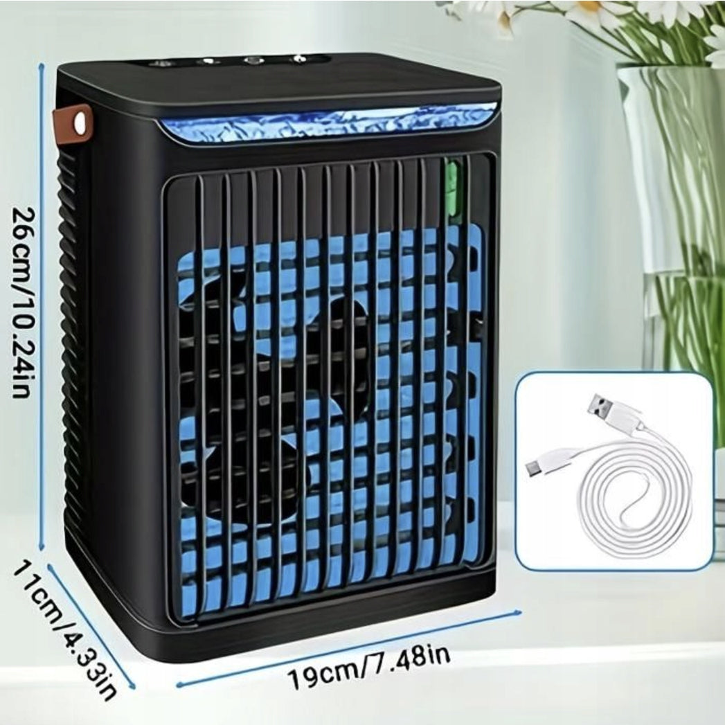 5-in-1 Portable Air Conditioner: 3-Speed Evaporative Cooling Fan Dominant color white