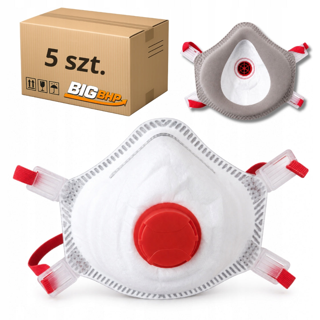 5 x FFP3 DUST MASK with valve, with gasket, strong