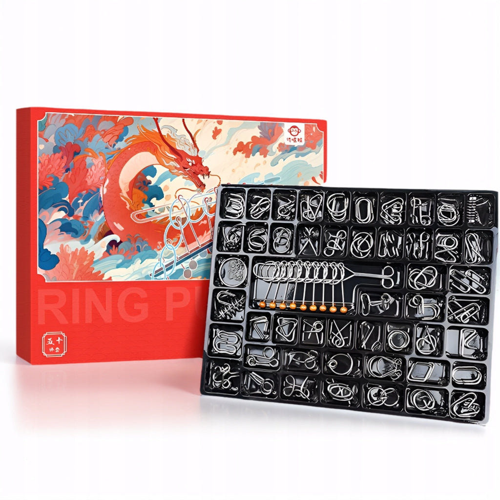 50-Piece Metal Puzzle Set – metalowe łamigłówki logiczne,puzzle druciane
