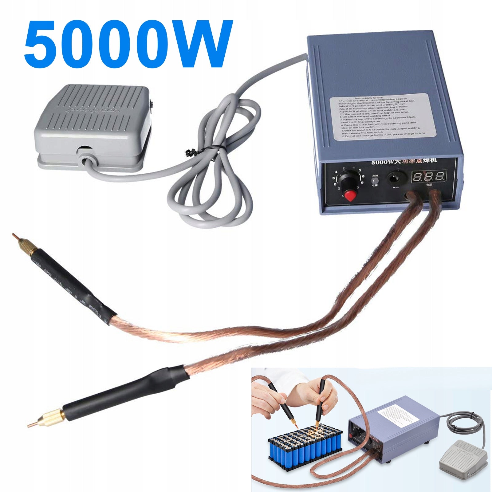 5000W HIGH POWER DOMESTIC SPOT WELDING MACHINE FOR 18650 CELL BATTERY WITH PEDAL Brand no brand
