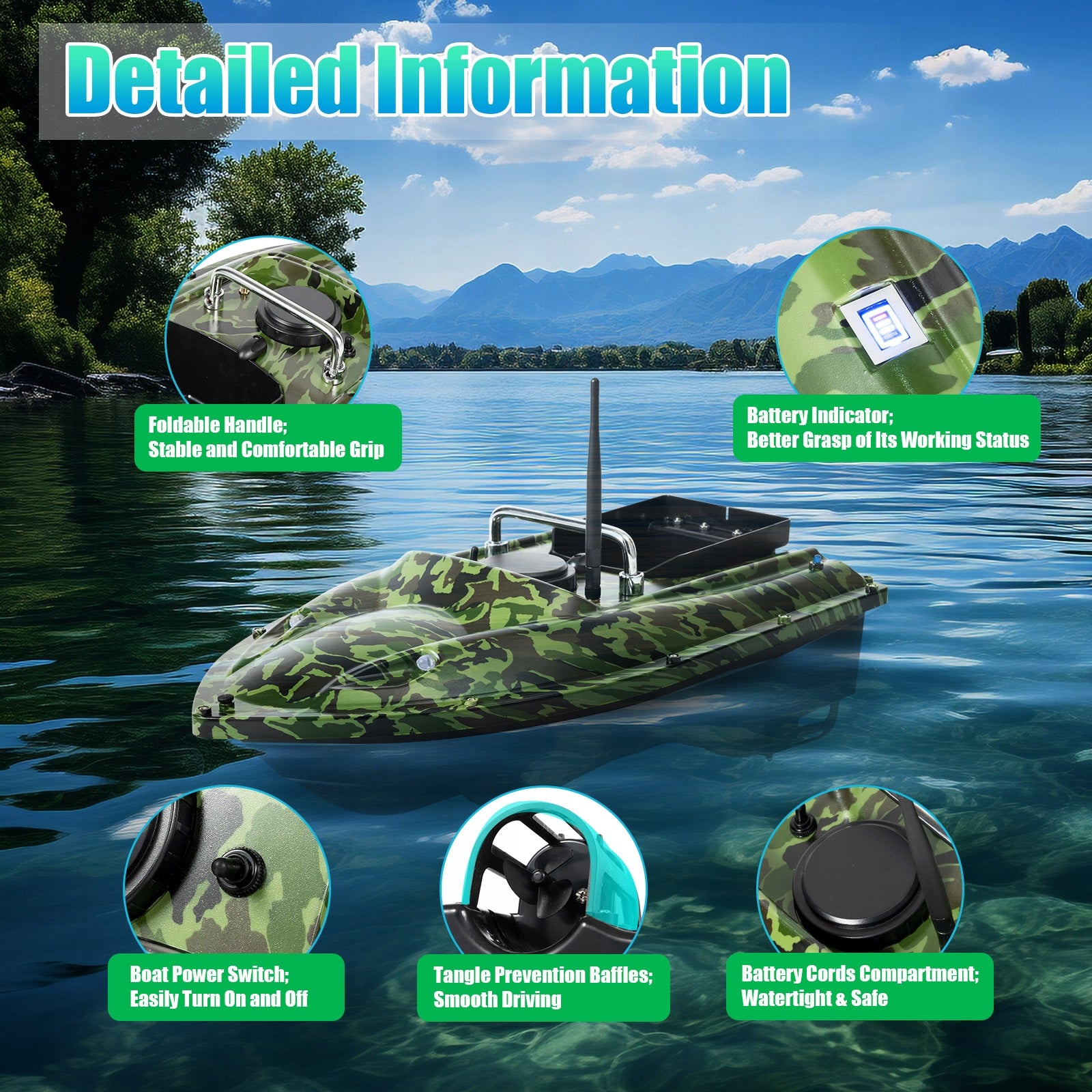 500M RC Fishing Boat with Double Bait Chamber.. Manufacturer code 755567847291